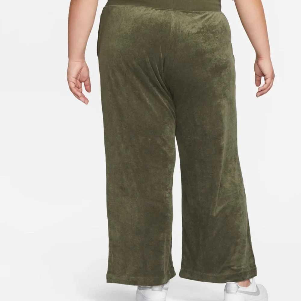 NIKE WOMEN'S SPORTSWEAR HIGH-WAISTED WIDE-LEG TERRY PANTS 1X‎ OLIVE GREEN